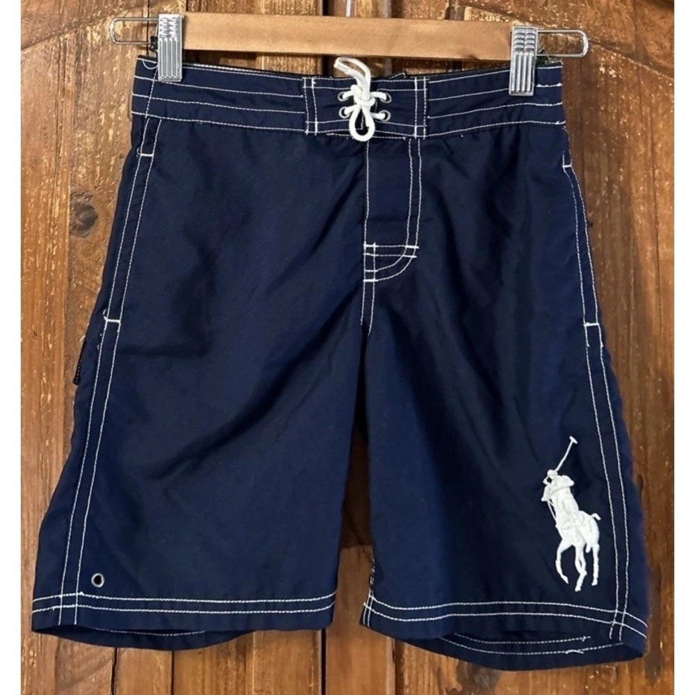 Boys Polo Ralph Lauren Swim Shorts Big Pony Trunks Lined Mesh Sz 6 Clean
